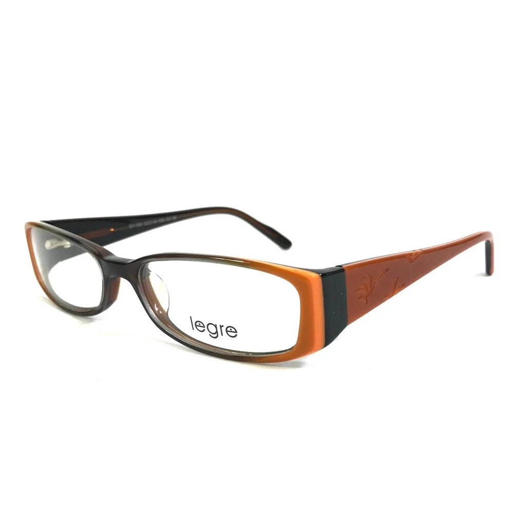Legre Eyeglasses Frames SH168 C4 Brown Orange Fade Rectangle Full Rim 53-16-135